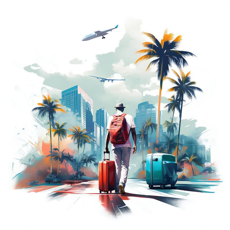 Traveller with suitcase